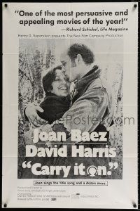 4a147 CARRY IT ON 1sh '70 cool romantic image of Joan Baez and David Harris!