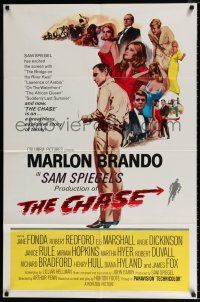 4a164 CHASE 1sh '66 Marlon Brando, Jane Fonda, Robert Redford, directed by Arthur Penn