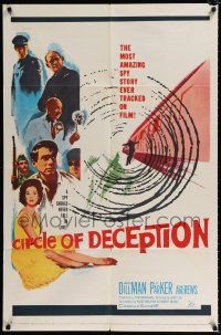 4a171 CIRCLE OF DECEPTION 1sh '60 sexy Suzy Parker, a spy should never fall in love, cool artwork!