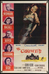4a180 COBWEB 1sh '55 Richard Widmark, Lauren Bacall, Charles Boyer, Gloria Grahame, Gish