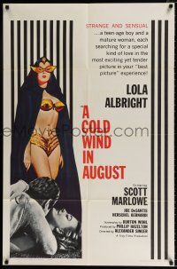 4a181 COLD WIND IN AUGUST 1sh '61 Scott Marlowe, sexy half-dressed masked Lola Albright!