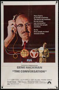 4a193 CONVERSATION 1sh '74 art of Gene Hackman by Bernard D'Andrea, Francis Ford Coppola directed!