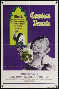 4a196 COUNTESS DRACULA 1sh '72 Hammer, Ingrid Pitt, the more she drinks, the thirstier she gets!