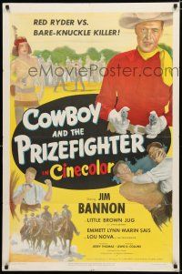 4a199 COWBOY & THE PRIZEFIGHTER 1sh '50 cowboy western star Jim Bannon as Red Ryder!