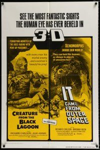 4a203 CREATURE FROM THE BLACK LAGOON/IT CAME FROM OUTER SPACE 1sh '72 horror sci-fi double-bill!
