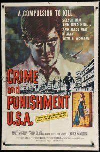 4a205 CRIME & PUNISHMENT U.S.A. 1sh '59 introducing George Hamilton, from the world-famed novel!