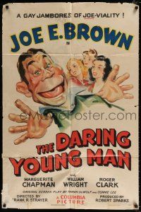 4a220 DARING YOUNG MAN 1sh '42 great artwork of big mouth Joe E. Brown with three sexy girls!