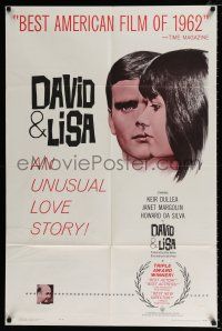 4a223 DAVID & LISA 1sh '63 Kier Dullea, Frank Perry mental hospital drama!