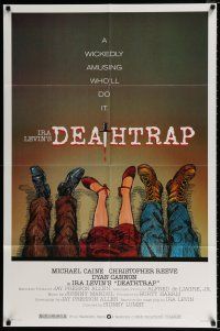 4a235 DEATHTRAP style A 1sh '82 Hedden art of dead Chris Reeve, Michael Caine & Dyan Cannon's feet!