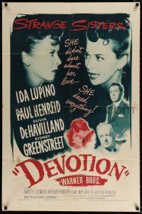 4a250 DEVOTION 1sh '46 Ida Lupino & Olivia De Havilland are completely opposite sisters!