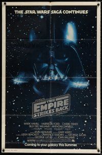 4a287 EMPIRE STRIKES BACK advance 1sh '80 Darth Vader head floating in space!