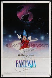 4a297 FANTASIA DS 1sh R90 great image of Mickey Mouse, Disney musical cartoon classic!