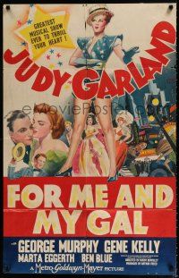 4a316 FOR ME & MY GAL 1sh '42 full-length image of dancer Judy Garland & w/Gene Kelly!