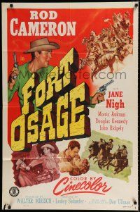 4a326 FORT OSAGE 1sh '52 Rod Cameron, Jane Nigh, Morris Ankrum, western action!
