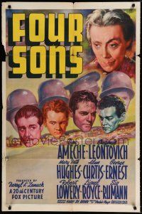 4a330 FOUR SONS 1sh '40 Don Ameche & his Czecho-German brothers in World War II!