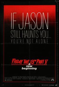 4a338 FRIDAY THE 13th PART V 1sh '85 A New Beginning, Jason haunts you, slasher horror sequel!