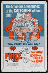4a342 FRITZ THE CAT/NINE LIVES OF FRITZ THE CAT 1sh '75 the amorous adventures of the CATFATHER!