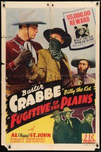4a343 FUGITIVE OF THE PLAINS 1sh '43 Buster Crabbe & Fuzzy St. John, Raiders of Red Rock!