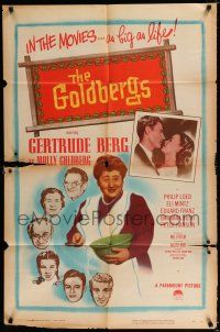 4a360 GOLDBERGS 1sh '50 Gertrude Berg's hit show about Jewish family in 1940s Brooklyn, Molly!