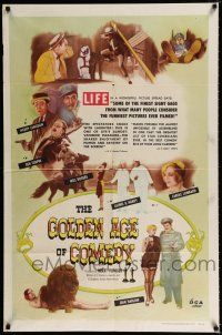 4a361 GOLDEN AGE OF COMEDY 1sh '58 Laurel & Hardy, Jean Harlow, winner of 2 Academy Awards!