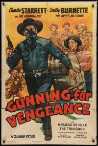 4a381 GUNNING FOR VENGEANCE 1sh '45 cowboy Charles Starrett as the Durango Kid!