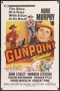 4a382 GUNPOINT 1sh '66 Audie Murphy in the story of a town with a gun in its back!