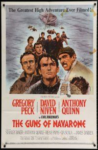 4a383 GUNS OF NAVARONE 1sh '61 Gregory Peck, Niven, Anthony Quinn & Darren, Terpning art!