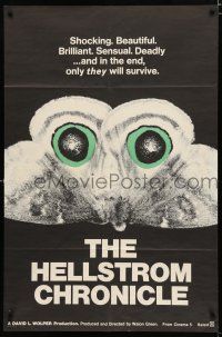 4a396 HELLSTROM CHRONICLE 1sh '71 cool huge moth close up image, only THEY will survive!