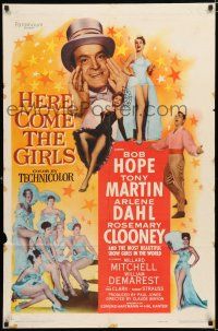 4a397 HERE COME THE GIRLS 1sh '53 Bob Hope, Tony Martin & most beautiful showgirls!