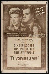 4a426 I'LL BE SEEING YOU Spanish/U.S. 1sh '44 cool image of Ginger Rogers, Joseph Cotten & Shirley Temple