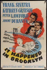 4a444 IT HAPPENED IN BROOKLYN 1sh '47 Frank Sinatra, Jimmy Durante by Al Hirschfeld!