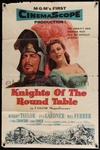 4a473 KNIGHTS OF THE ROUND TABLE 1sh '54 Robert Taylor as Lancelot, Ava Gardner as Guinevere!