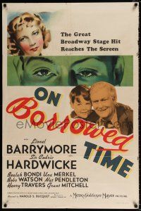 4a618 ON BORROWED TIME style C 1sh '39 Lionel Barrymore makes a deal w/ Death to save his grandson!
