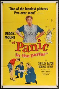 4a636 PANIC IN THE PARLOR 1sh '56 Shirley Eaton, wacky Peggy Mount, art of sailors w/bra!