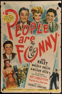 4a647 PEOPLE ARE FUNNY style A 1sh '45 Jack Haley, Rudy Valee, Helen Walker, Ozzie Nelson!