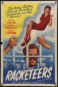 4a649 PEOPLE'S ENEMY 1sh R47 Preston Foster behind bars, sexy smoking bad girl, Racketeers!