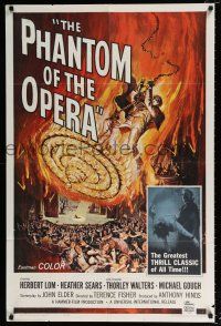 4a652 PHANTOM OF THE OPERA 1sh '62 Hammer horror, Herbert Lom, cool art by Reynold Brown!