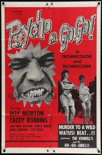 4a682 PSYCHO A GO-GO 1sh '66 Al Adamson directed, Roy Morton, wild go-go girls!