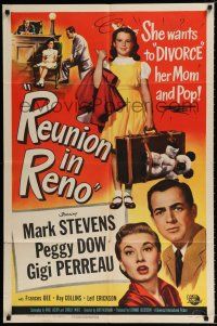 4a698 REUNION IN RENO 1sh '51 Mark Stevens, Peggy Dow, she wants to divorce her mom & pop!