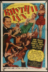 4a701 RHYTHM INN 1sh '51 Jane Frazee, Kirby Grant, The Rhythm Inn Dixieland Band, sexy showgirls!
