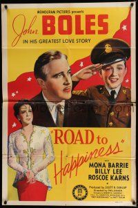4a710 ROAD TO HAPPINESS 1sh '42 pretty Mona Barrie & John Boles in his greatest love story!