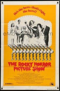 4a714 ROCKY HORROR PICTURE SHOW style B 1sh '75 Tim Curry is the hero, wacky cast portrait!