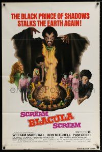 4a746 SCREAM BLACULA SCREAM 1sh '73 great artwork of black vampire William Marshall & Pam Grier!