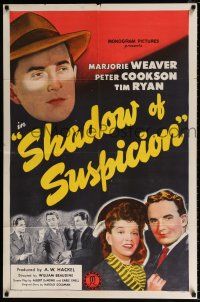 4a761 SHADOW OF SUSPICION 1sh '44 detective Peter Cookson frames himself to catch jewel thieves!