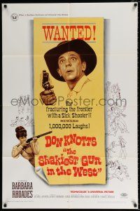 4a765 SHAKIEST GUN IN THE WEST 1sh '68 Barbara Rhoades with rifle, Don Knotts on wanted poster!
