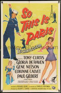 4a788 SO THIS IS PARIS 1sh '54 sailor Tony Curtis is on leave and in love with Gloria DeHaven!