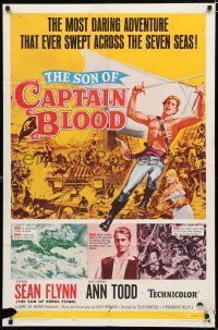 4a795 SON OF CAPTAIN BLOOD 1sh '63 giant full-length image of barechested pirate Sean Flynn!