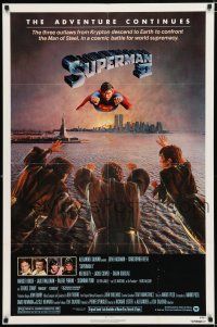 4a852 SUPERMAN II 1sh '81 Christopher Reeve, Terence Stamp, battle over New York City!