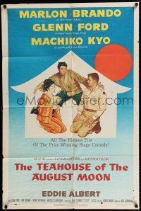 4a862 TEAHOUSE OF THE AUGUST MOON 1sh '56 art of Marlon Brando, Glenn Ford & Machiko Kyo!