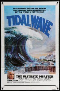 4a885 TIDAL WAVE 1sh '75 artwork of the ultimate disaster in Tokyo by John Solie!